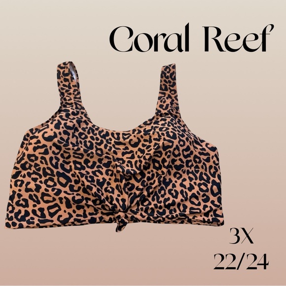 coral reef Other - Coral Reef 3X Leopard Print Bikini Top Plus Size Swim 22/24 Curvy Animal Print